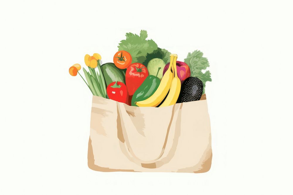 Grocery bag vegetable food white background. AI generated Image by rawpixel.