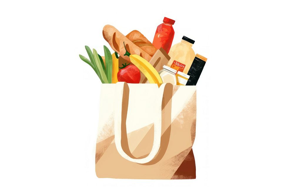 Grocery bag white background consumerism container. AI generated Image by rawpixel.