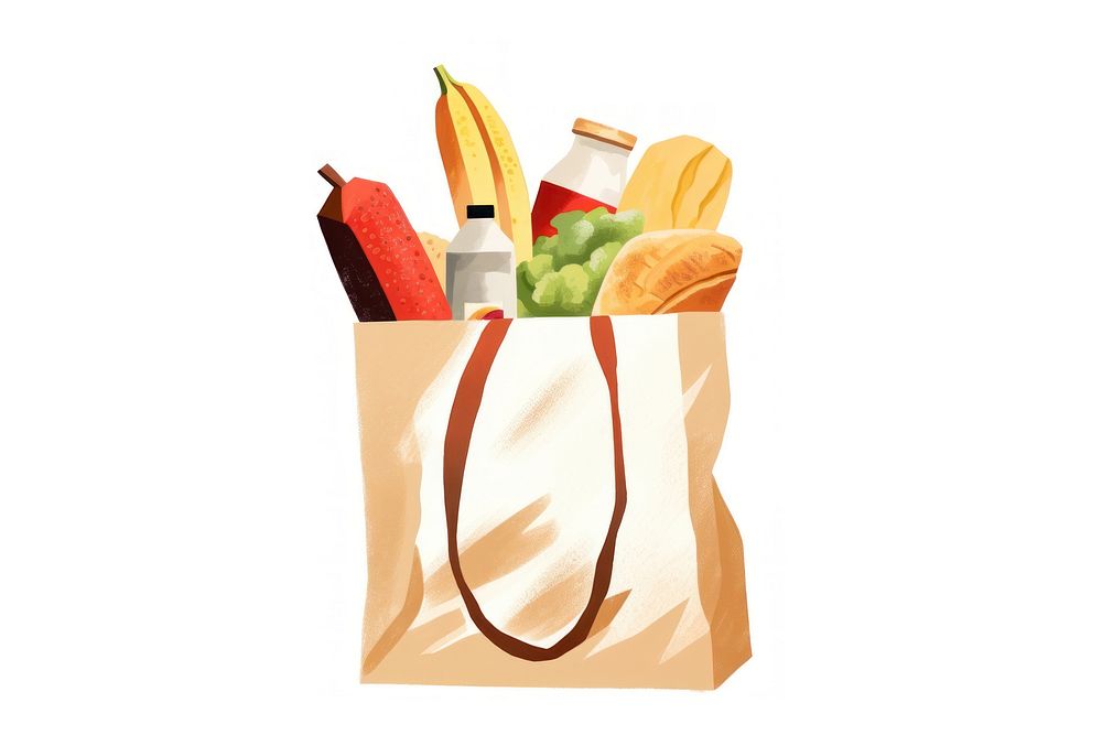 Grocery bag food white background container. AI generated Image by rawpixel.