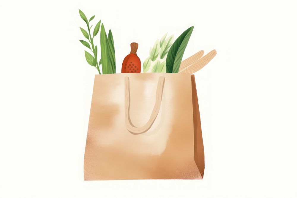 Grocery bag handbag white background consumerism. AI generated Image by rawpixel.