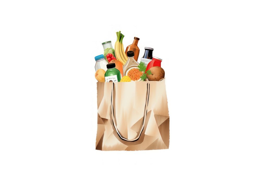Grocery bag white background container | Free Photo Illustration - rawpixel