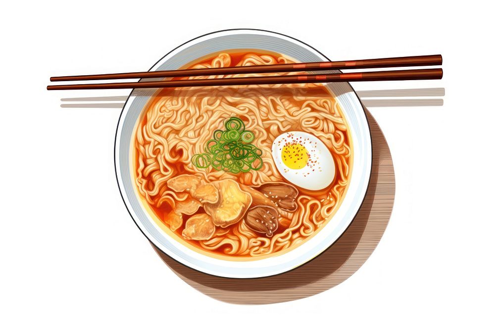 Miso Ramen soup bowl chopsticks. AI generated Image by rawpixel.