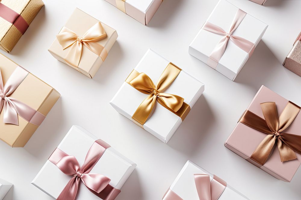 Realistic gift Xmas boxes backgrounds pink celebration. AI generated Image by rawpixel.