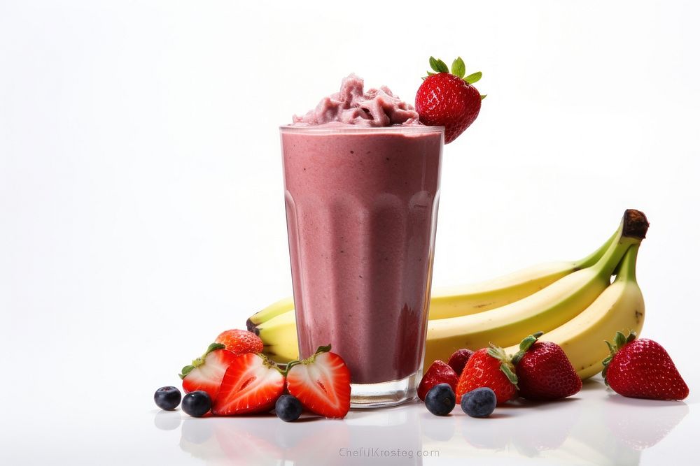 Acai smoothies strawberry milkshake dessert. AI generated Image by rawpixel.