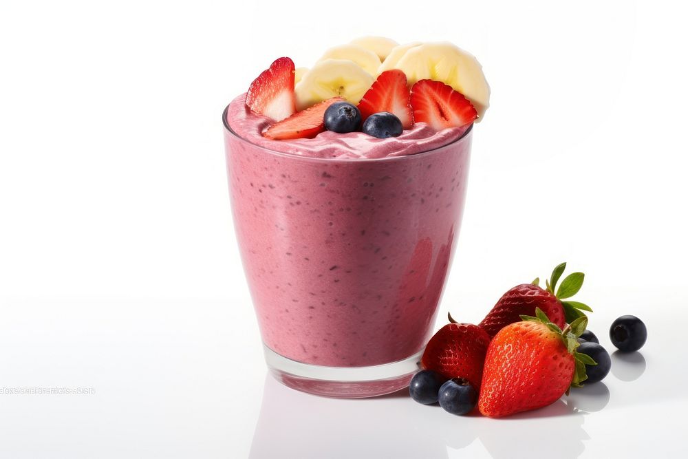 Acai smoothies strawberry blueberry dessert. AI generated Image by rawpixel.