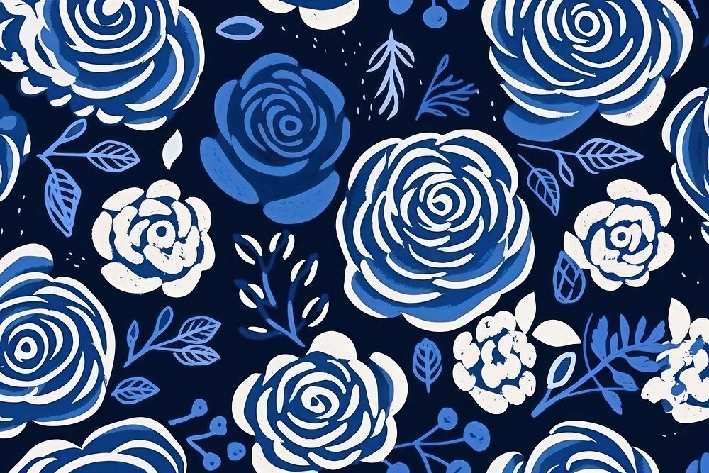 Blue rose pattern arrangement backgrounds. AI generated Image by rawpixel.