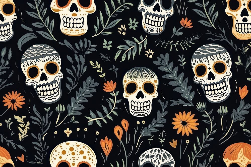 Skull pattern art backgrounds. AI generated Image by rawpixel.