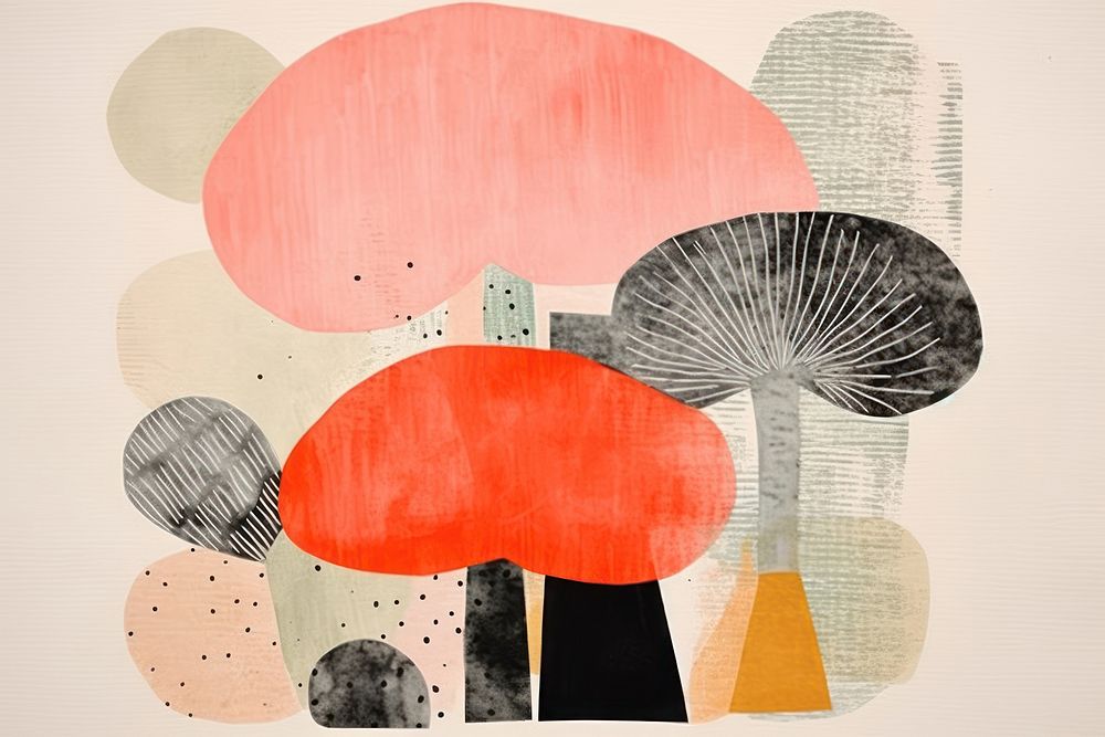 Mushroom art painting collage. AI generated Image by rawpixel.