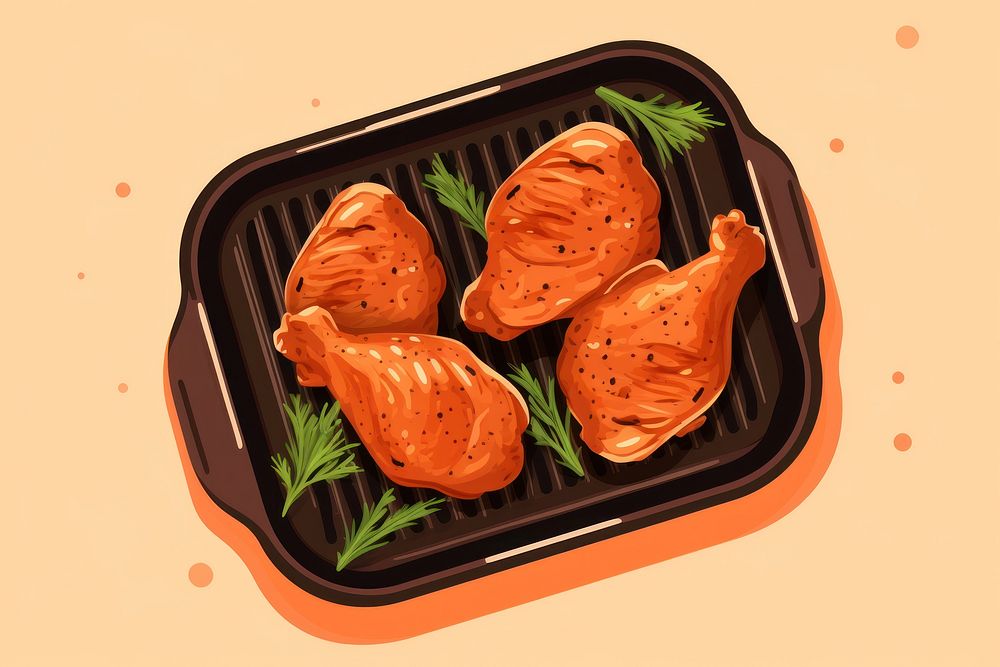 Grilled chicken thighs grilling seafood vegetable. AI generated Image by rawpixel.