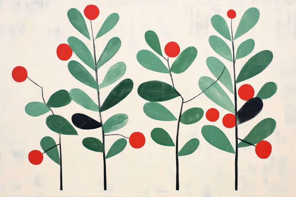 Mistletoe art painting pattern. 