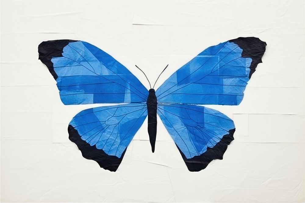 Blue butterfly insect animal art. AI generated Image by rawpixel.