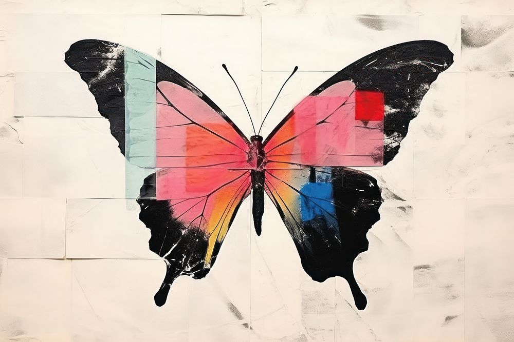 Butterfly art painting collage. AI generated Image by rawpixel.