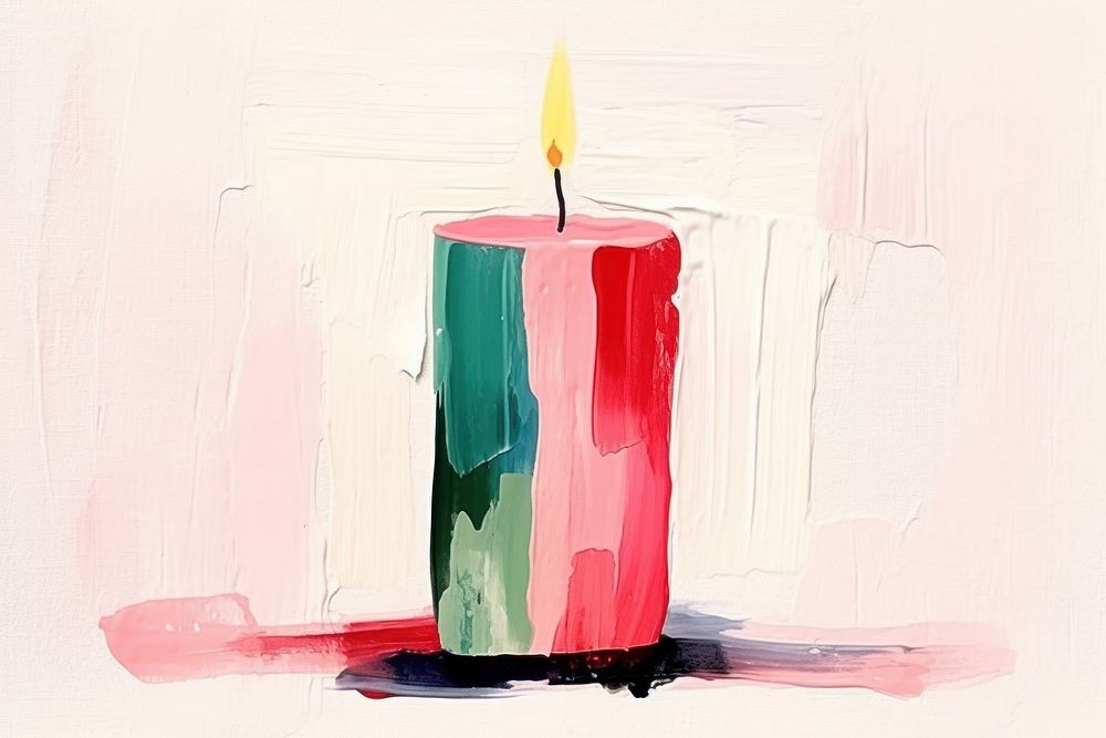 Christmas candle art creativity painting. AI generated Image by rawpixel.