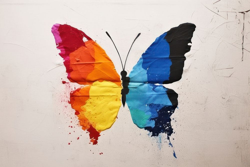 Rainbow butterfly art painting creativity. AI generated Image by rawpixel.