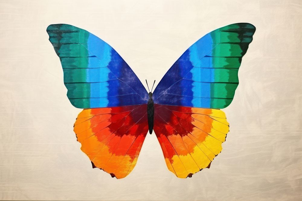 Rainbow butterfly art insect invertebrate. AI generated Image by rawpixel.