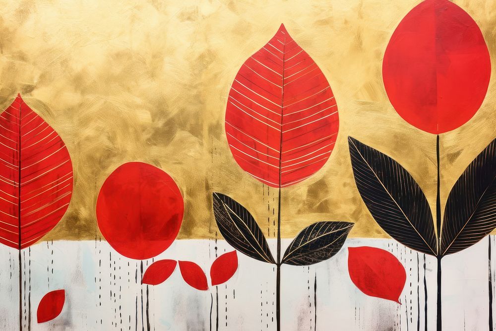 Plant painting leaf red. AI generated Image by rawpixel.