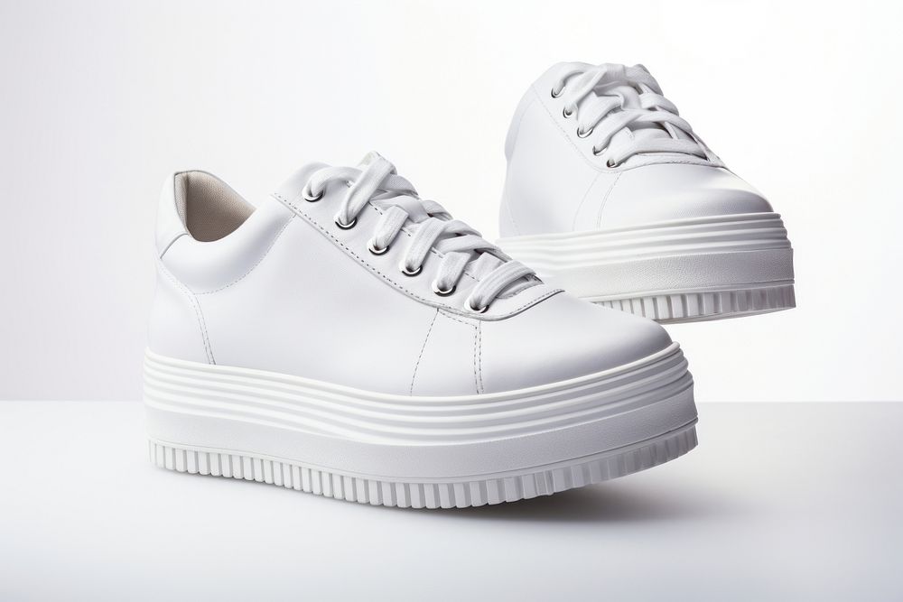 White sneakers shoe footwear pair. AI generated Image by rawpixel.