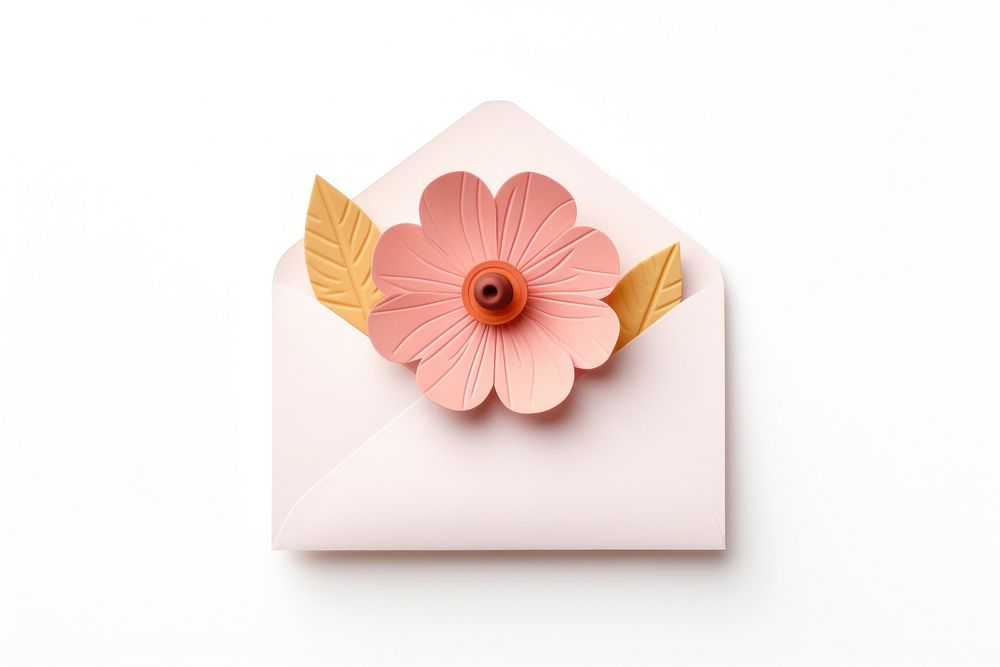 Cute envelope flower paper white background. AI generated Image by rawpixel.