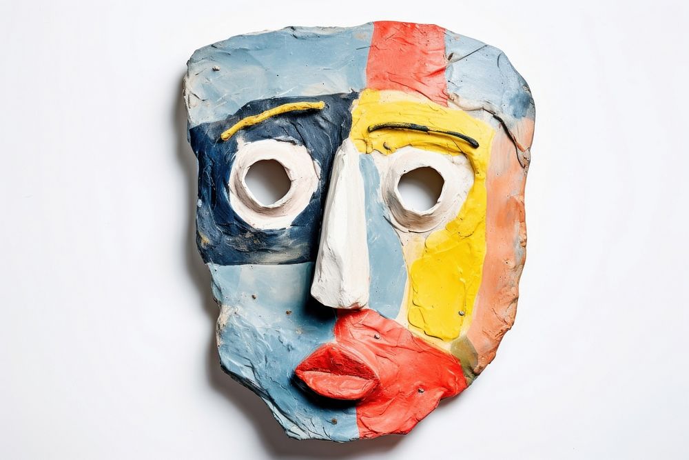Face mask art white background. AI generated Image by rawpixel.