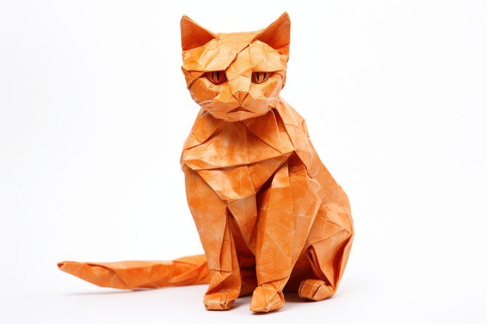 Orange cat origami animal mammal. AI generated Image by rawpixel.
