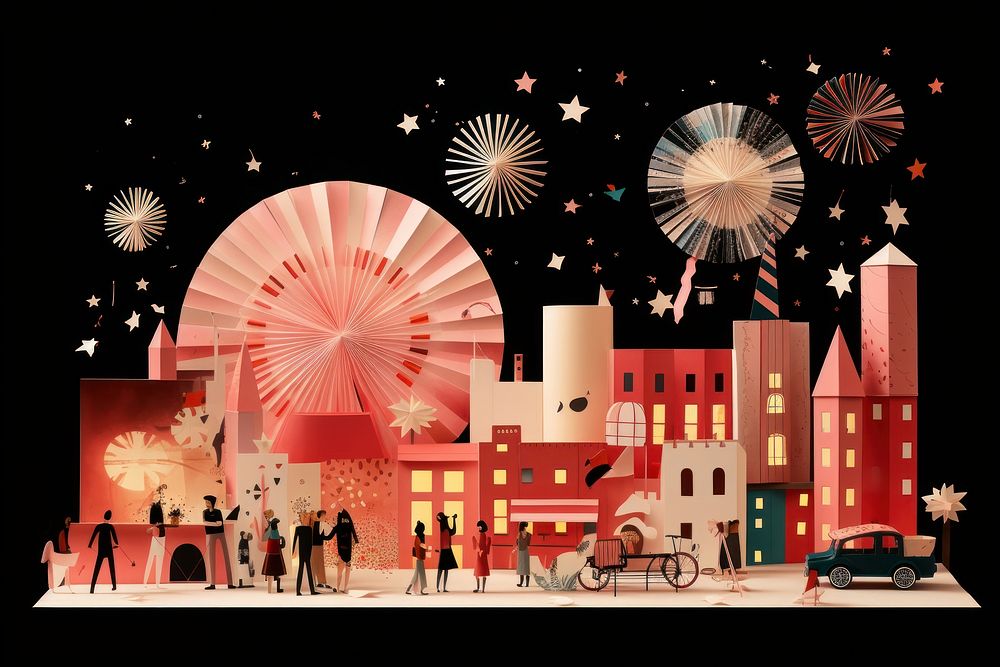 Fireworks art transportation architecture. AI generated Image by rawpixel.
