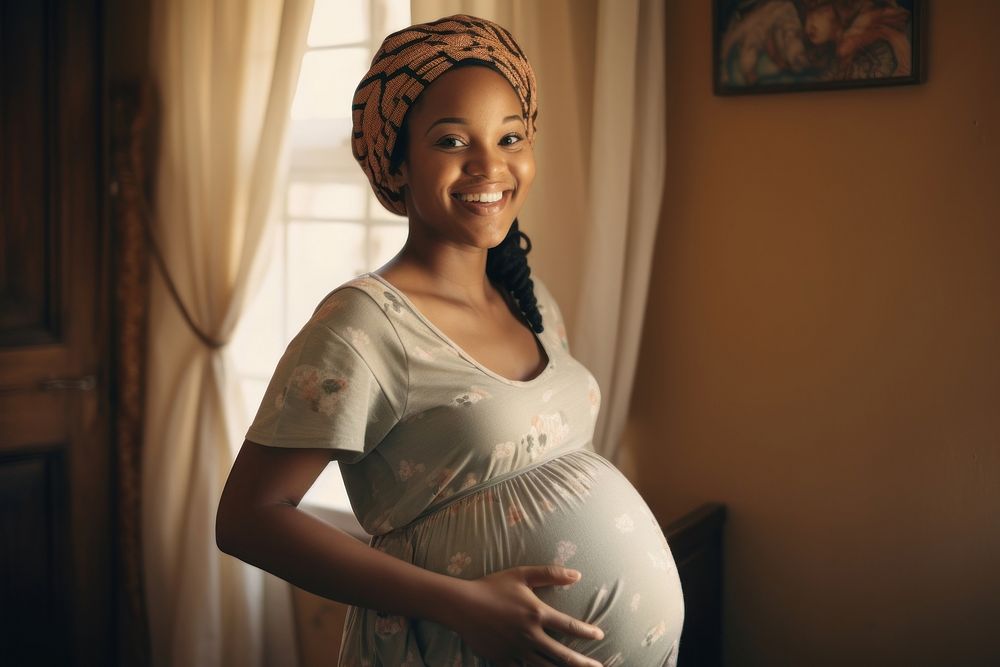 South African woman pregnant portrait parent. AI generated Image by rawpixel.