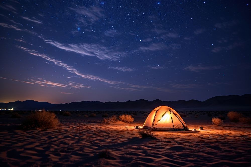 Tent shining tent outdoors camping. AI generated Image by rawpixel.