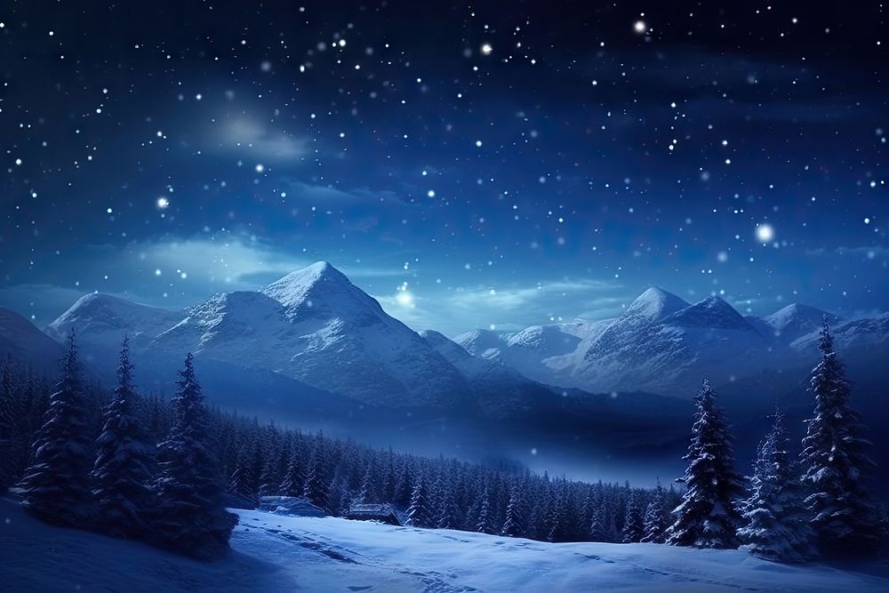 Christmas outdoor sky night landscape astronomy panoramic. AI generated Image by rawpixel.