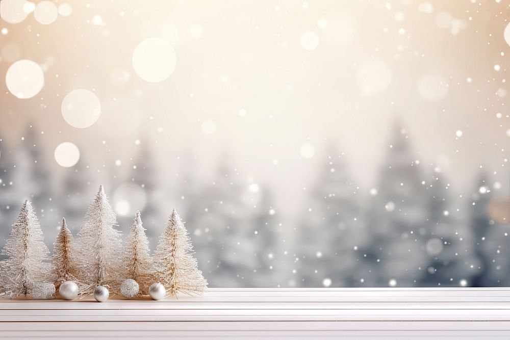 Empty white table top christmas snow winter. AI generated Image by rawpixel.