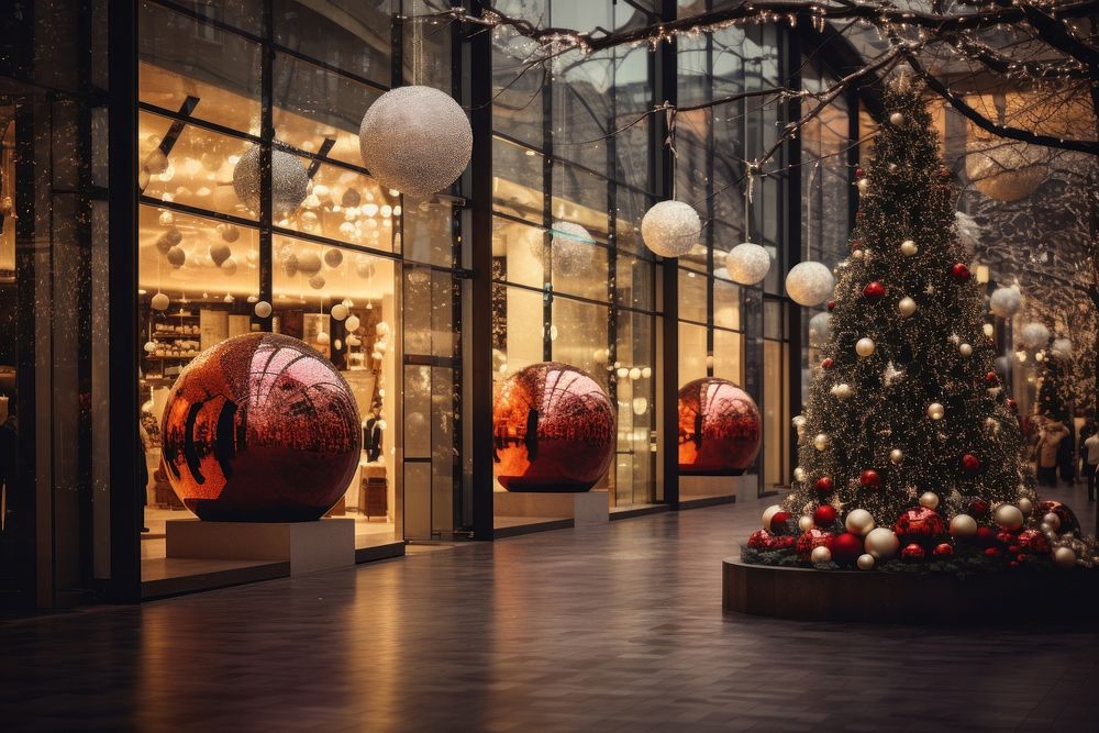 Christmas shopping mall decoration light architecture. AI generated Image by rawpixel.