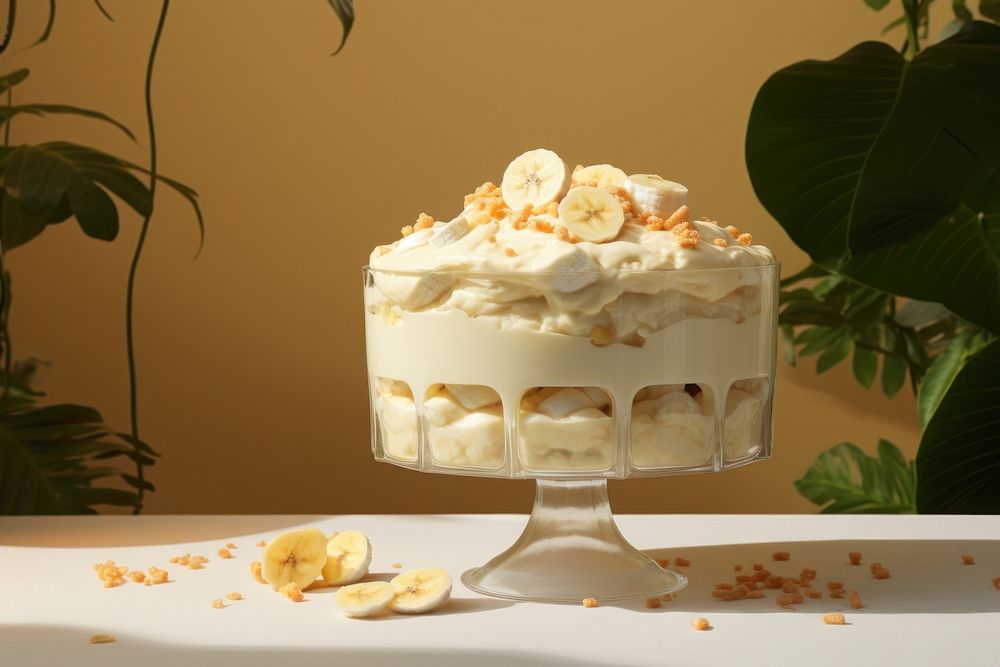 Banana pudding dessert cream food. AI generated Image by rawpixel.