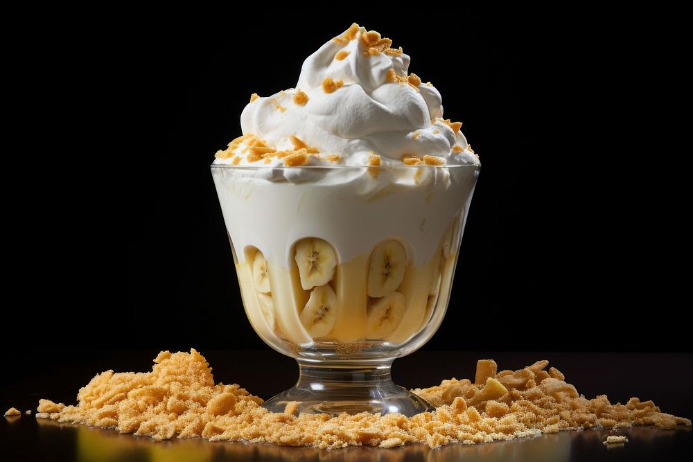 Banana pudding cream dessert whipped. AI generated Image by rawpixel.