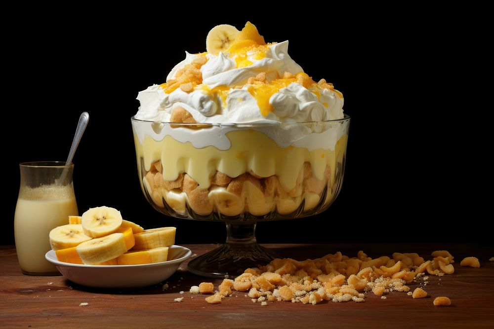 Banana pudding dessert sundae cream. AI generated Image by rawpixel.