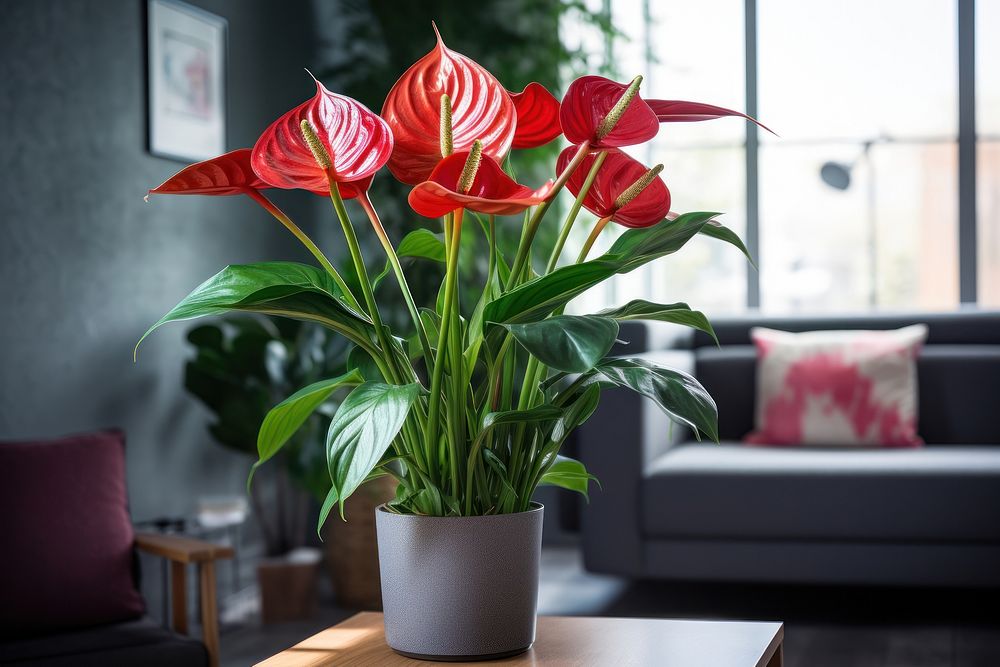 Anthurium furniture flower plant. AI generated Image by rawpixel.