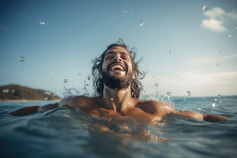 Indian man swimming summer sports. AI generated Image by rawpixel.
