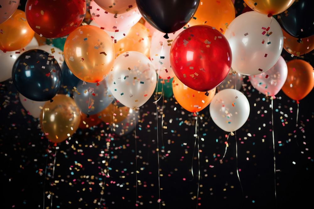 Balloon celebration confetti illuminated. AI generated Image by rawpixel.
