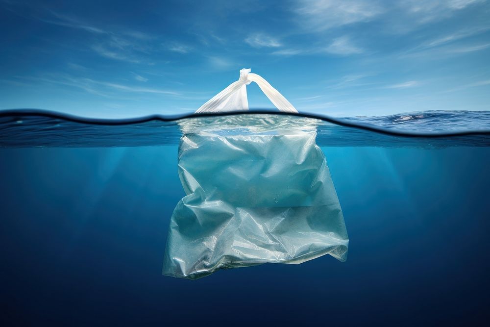 Surrealism Plastic bag environment look like iceberg plastic outdoors nature. AI generated Image by rawpixel.