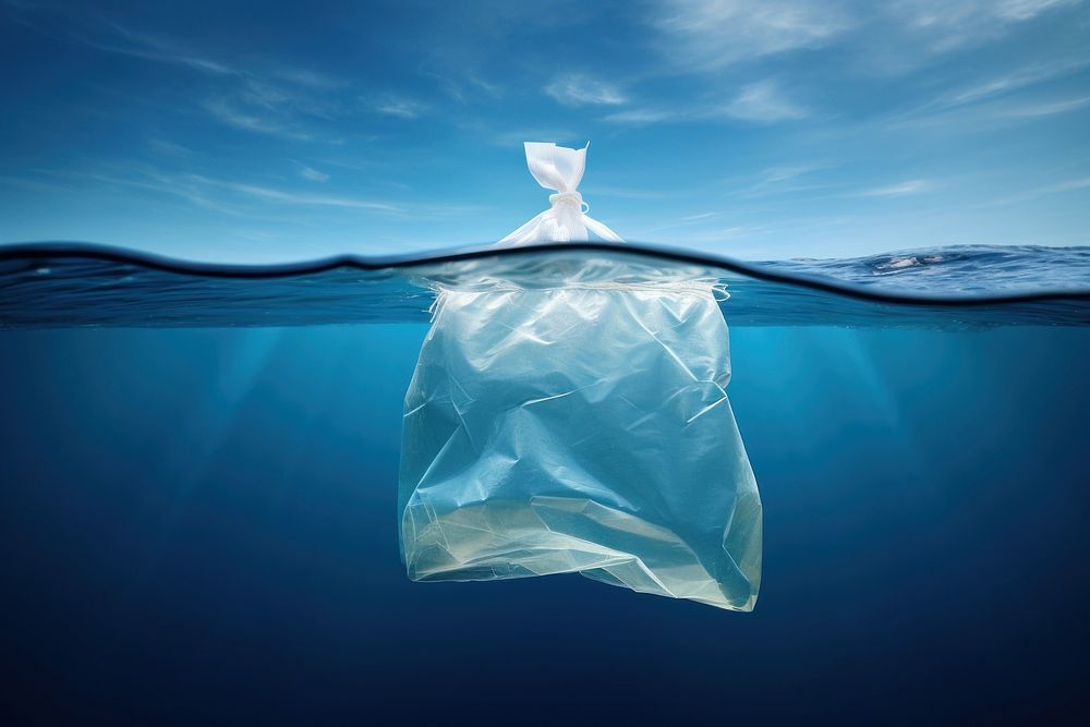 Surrealism Plastic bag environment look like iceberg plastic pollution outdoors. AI generated Image by rawpixel.