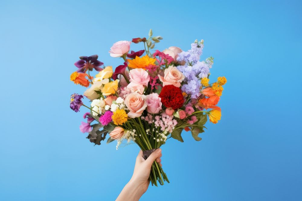 Flower bouquet holding plant rose. AI generated Image by rawpixel.