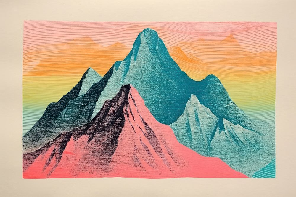 Mountain art painting tranquility. AI generated Image by rawpixel.