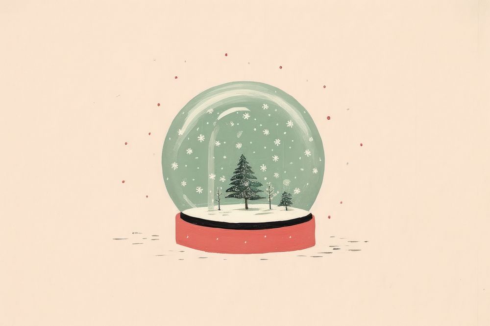 Snow globe christmas sketch plant. AI generated Image by rawpixel.