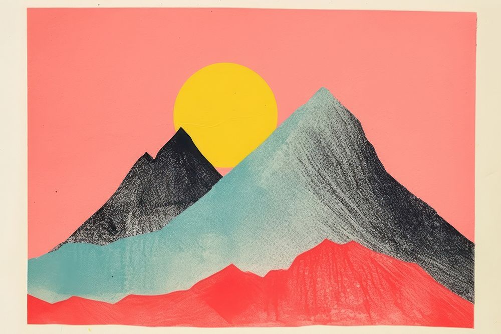 Mountain art painting nature. AI generated Image by rawpixel.