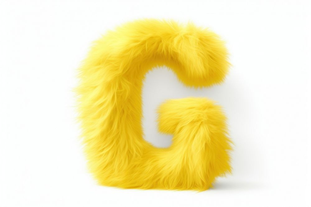 PNG Alphabet G shape yellow fur white background. 