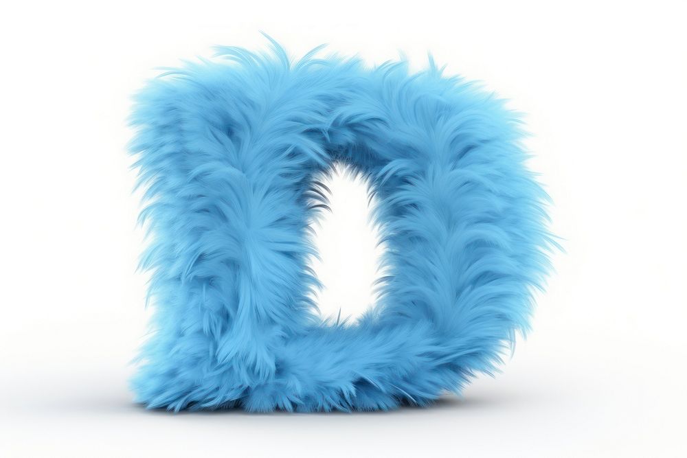 PNG Alphabet D shape blue fur white background. AI generated Image by rawpixel.