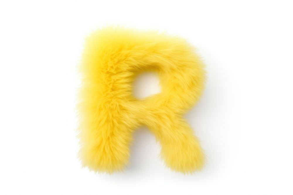 PNG Alphabet R shape fur yellow white background. 