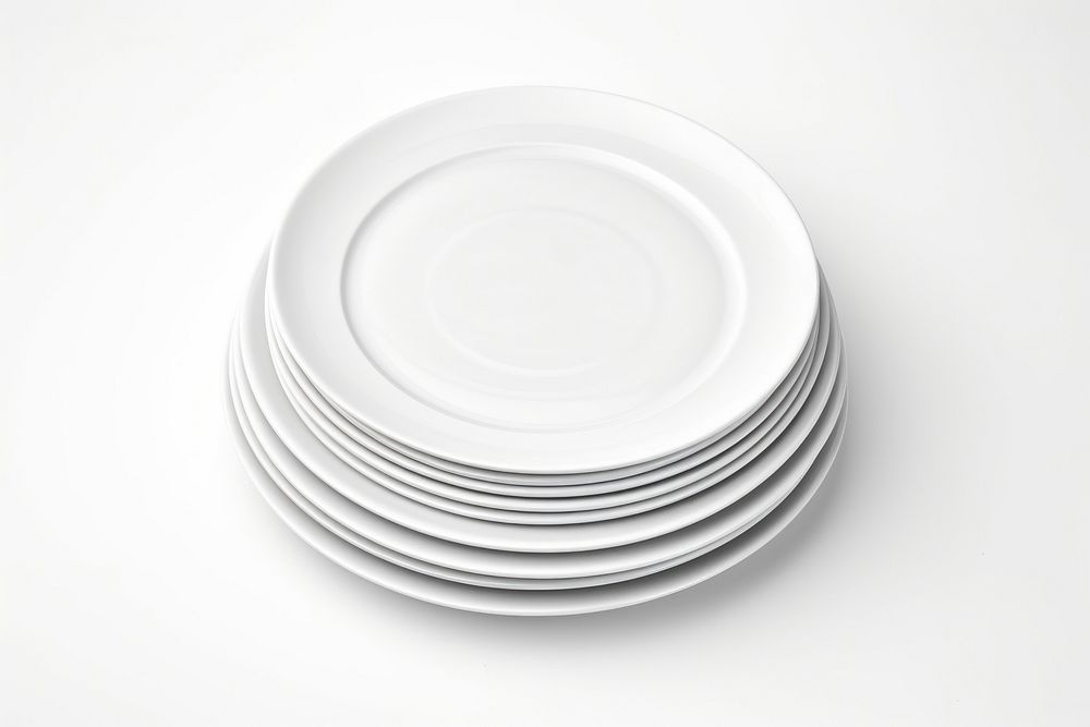 White plate stacked porcelain saucer meal. AI generated Image by rawpixel.