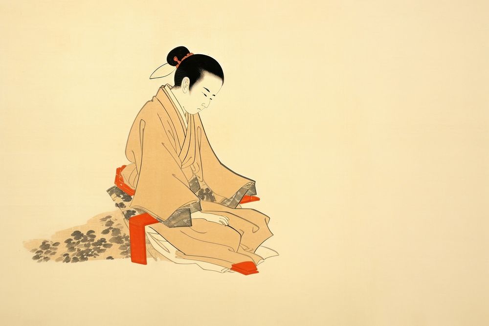 Sitting kimono adult robe. AI generated Image by rawpixel.