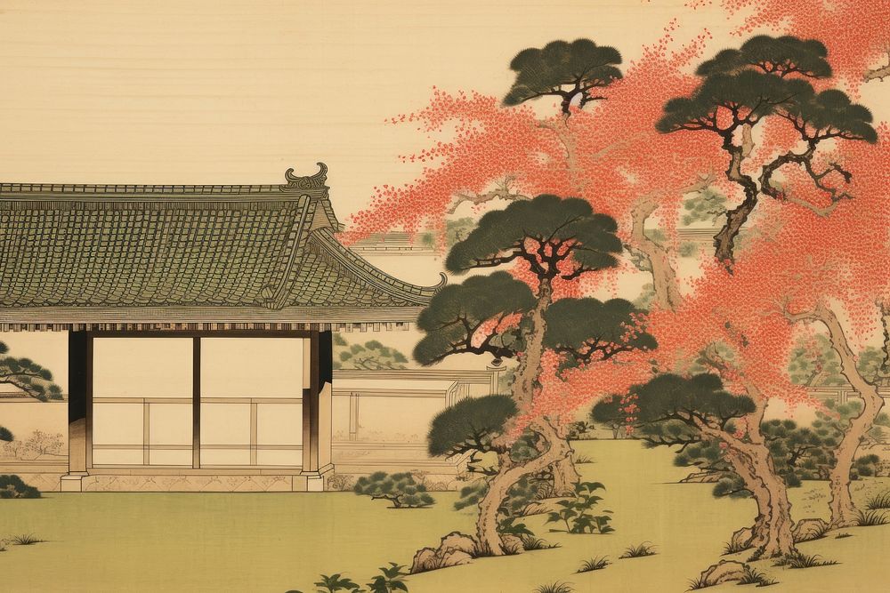 Sakura garden art architecture building. AI generated Image by rawpixel.