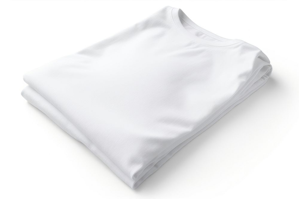 White teeshirt folded white background simplicity. AI generated Image by rawpixel.