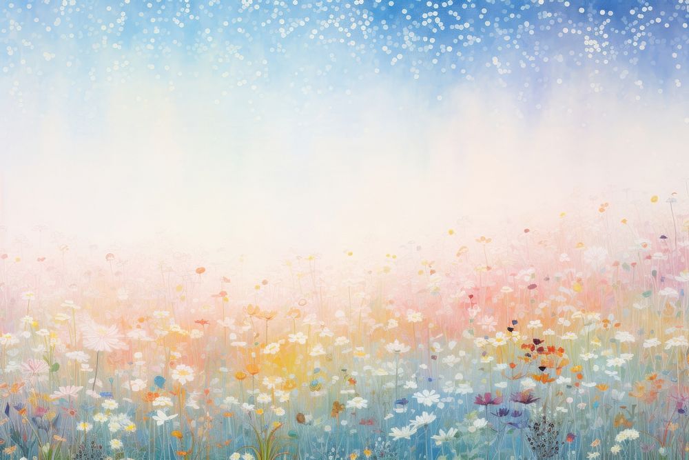 White flower field mountain landscapes backgrounds outdoors painting. 